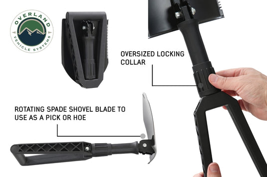 Multi Functional Military Style Utility Shovel with Nylon Carrying Case Overland Vehicle Systems - Overland Vehicle Systems