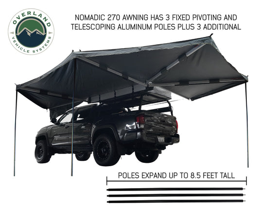 Awning Tent 270 Degree Driver Side Dark Gray Cover With Black Cover Nomadic Overland Vehicle Systems - Overland Vehicle Systems