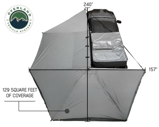 Awning Tent 270 Degree Driver Side Dark Gray Cover With Black Cover Nomadic Overland Vehicle Systems - Overland Vehicle Systems