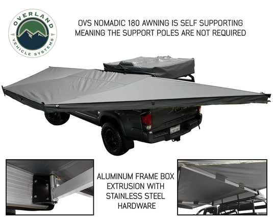 Awning Tent 270 Degree Passenger Side Dark Gray Cover With Black Cover Nomadic Overland Vehicle Systems - Overland Vehicle Systems