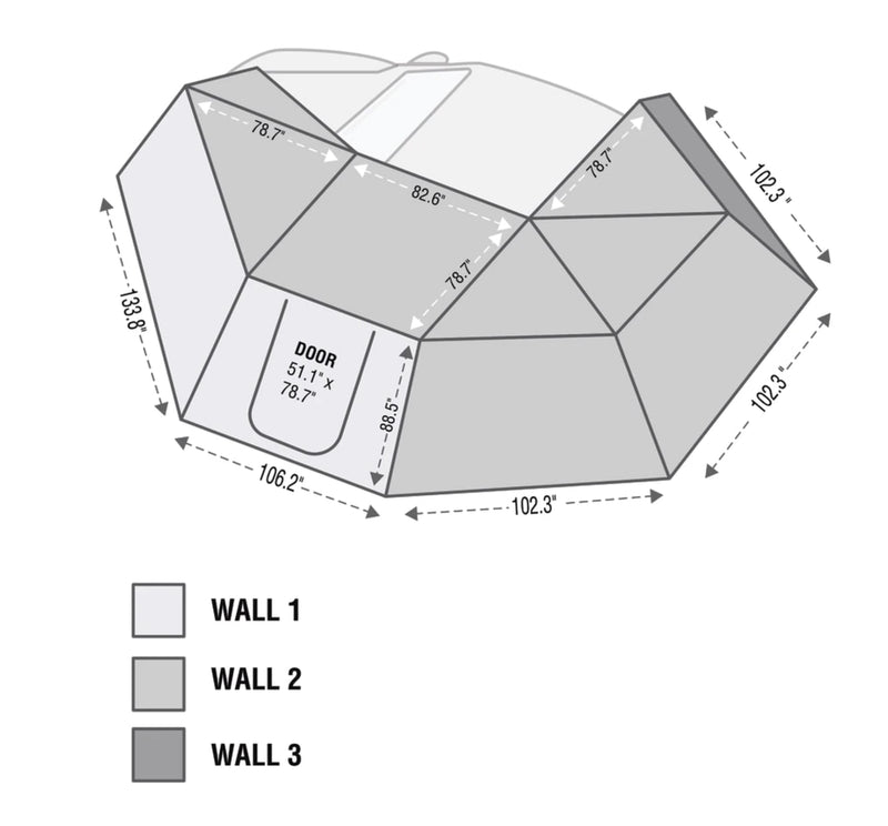 Load image into Gallery viewer, Awning 270 Degree Awning and Wall 1, 2, & 3, W/Mounting Brackets Driverside Nomadic Overland Vehicle Systems - Overland Vehicle Systems