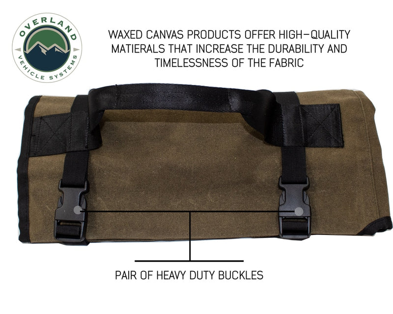 Load image into Gallery viewer, Rolled Bag General Tools With Handle And Straps Brown 16 LB Waxed Canvas Canyon Bag Universal Overland Vehicle Systems - Overland Vehicle Systems