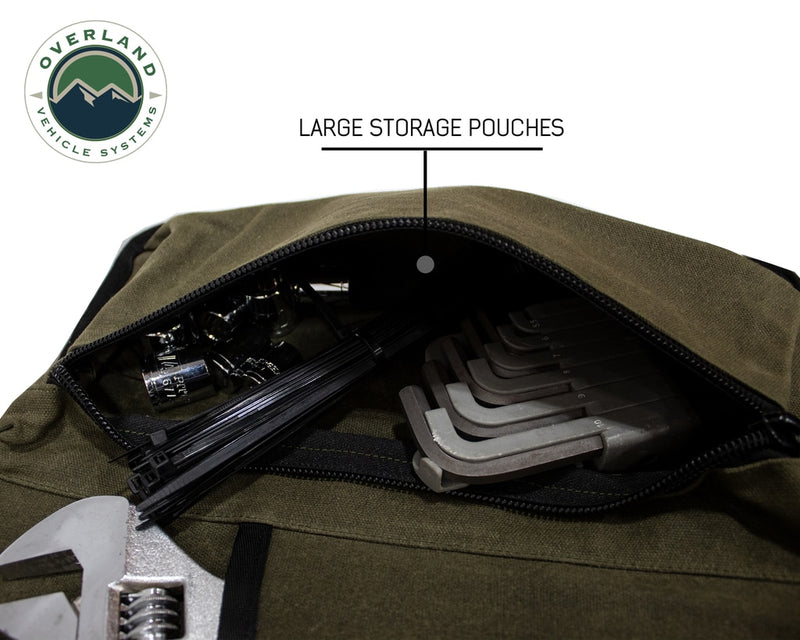 Load image into Gallery viewer, Rolled Bag General Tools With Handle And Straps Brown 16 LB Waxed Canvas Canyon Bag Universal Overland Vehicle Systems - Overland Vehicle Systems