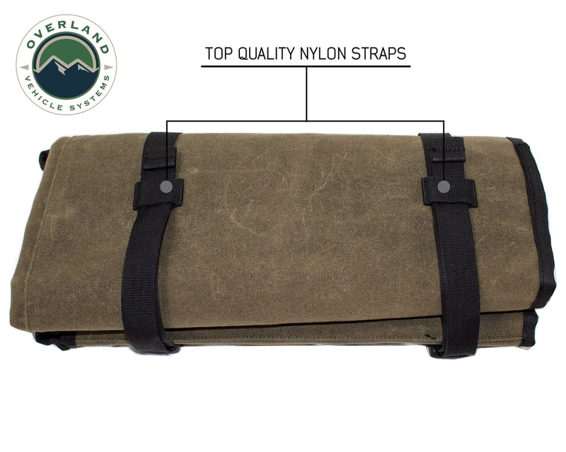 Load image into Gallery viewer, Rolled Bag General Tools With Handle And Straps Brown 16 LB Waxed Canvas Canyon Bag Universal Overland Vehicle Systems - Overland Vehicle Systems