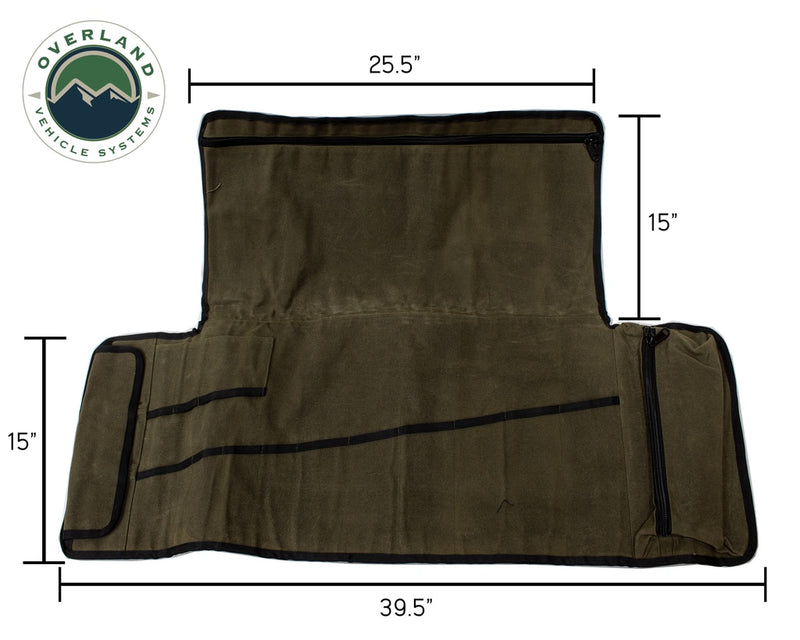 Load image into Gallery viewer, Rolled Bag General Tools With Handle And Straps Brown 16 LB Waxed Canvas Canyon Bag Universal Overland Vehicle Systems - Overland Vehicle Systems