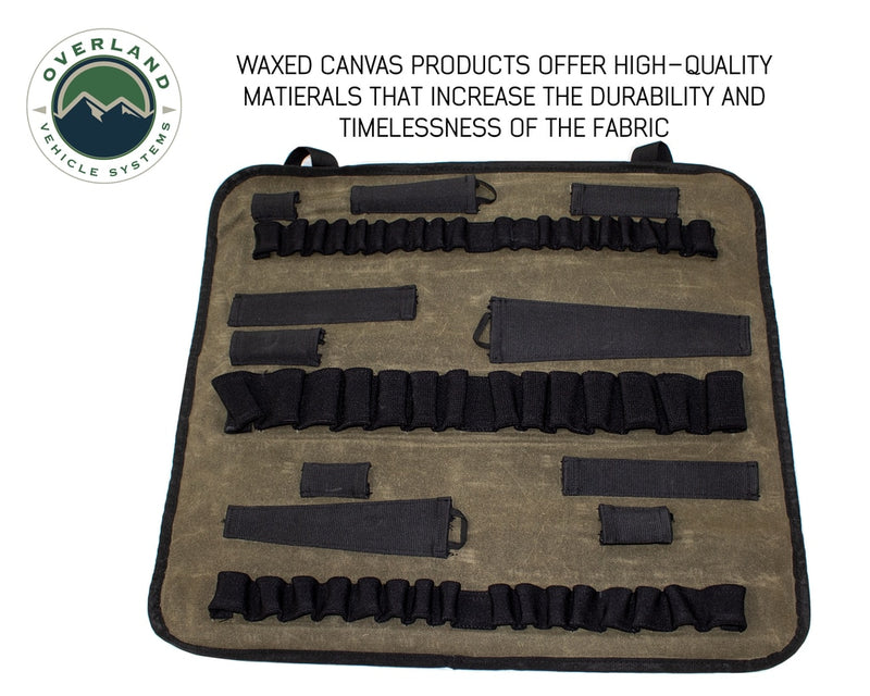 Load image into Gallery viewer, Rolled Tool Bag Socket With Handle And Straps 16 Lb Waxed Canvas Universal Overland Vehicle Systems - Overland Vehicle Systems