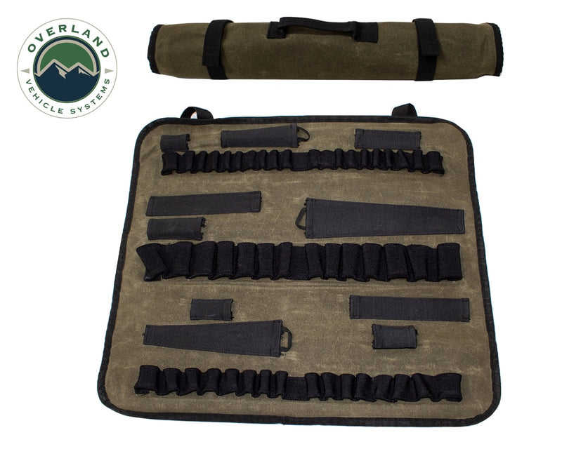Load image into Gallery viewer, Rolled Tool Bag Socket With Handle And Straps 16 Lb Waxed Canvas Universal Overland Vehicle Systems - Overland Vehicle Systems