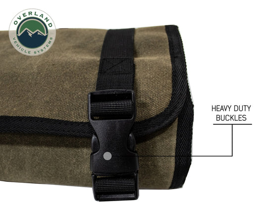 First Aid Bag Rolled Brown 16 Lb Waxed Canvas Canyon Bag Overland Vehicle Systems - Overland Vehicle Systems