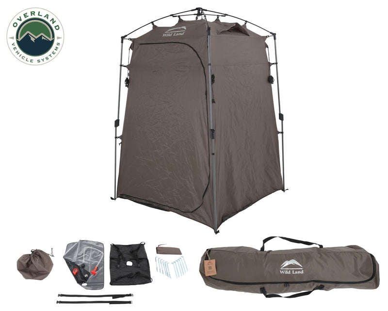 Load image into Gallery viewer, Portable Shower and Privacy Room Retractable Floor, Amenity Pouches 5x7 Foot Quick Set Up Overland Vehicle Systems - Overland Vehicle Systems