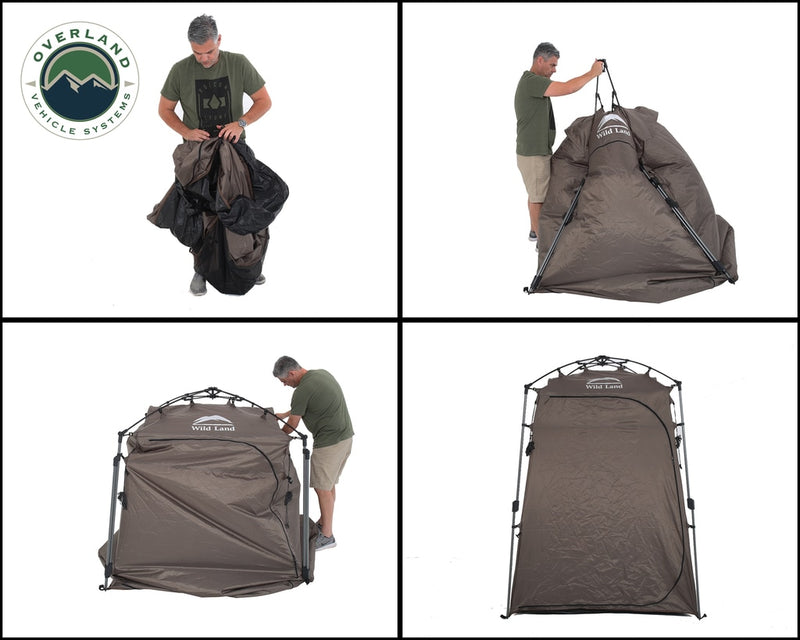 Load image into Gallery viewer, Portable Shower and Privacy Room Retractable Floor, Amenity Pouches 5x7 Foot Quick Set Up Overland Vehicle Systems - Overland Vehicle Systems