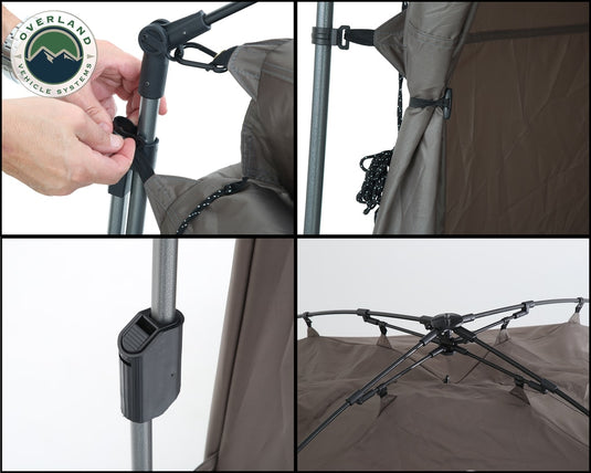 Portable Shower and Privacy Room Retractable Floor, Amenity Pouches 5x7 Foot Quick Set Up Overland Vehicle Systems - Overland Vehicle Systems