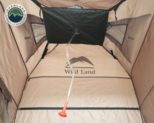 Portable Shower and Privacy Room Retractable Floor, Amenity Pouches 5x7 Foot Quick Set Up Overland Vehicle Systems - Overland Vehicle Systems