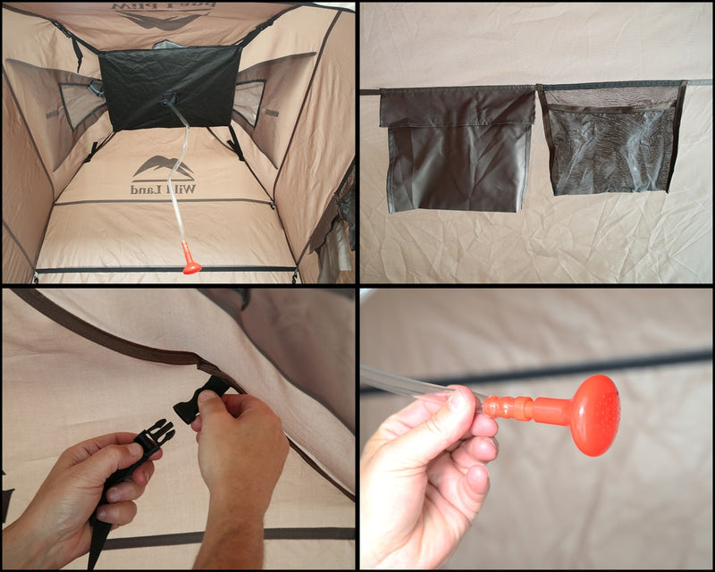 Load image into Gallery viewer, Portable Shower and Privacy Room Retractable Floor, Amenity Pouches 5x7 Foot Quick Set Up Overland Vehicle Systems - Overland Vehicle Systems