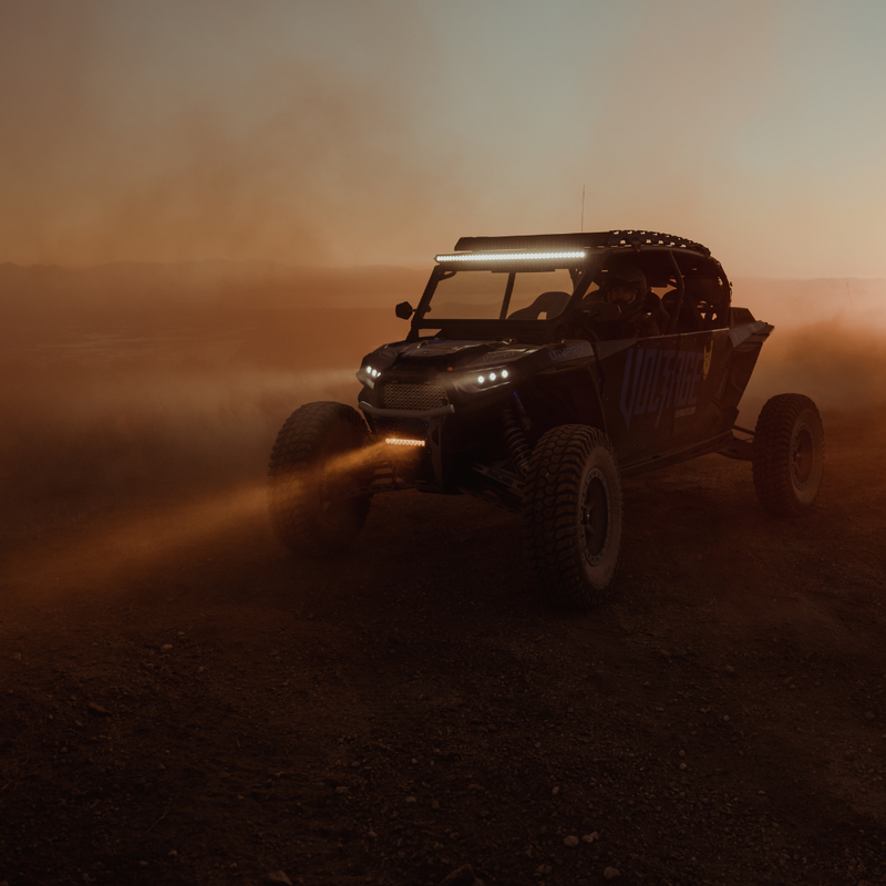 Load image into Gallery viewer, amber 10 inch led light bar mounted on a polaris rzr