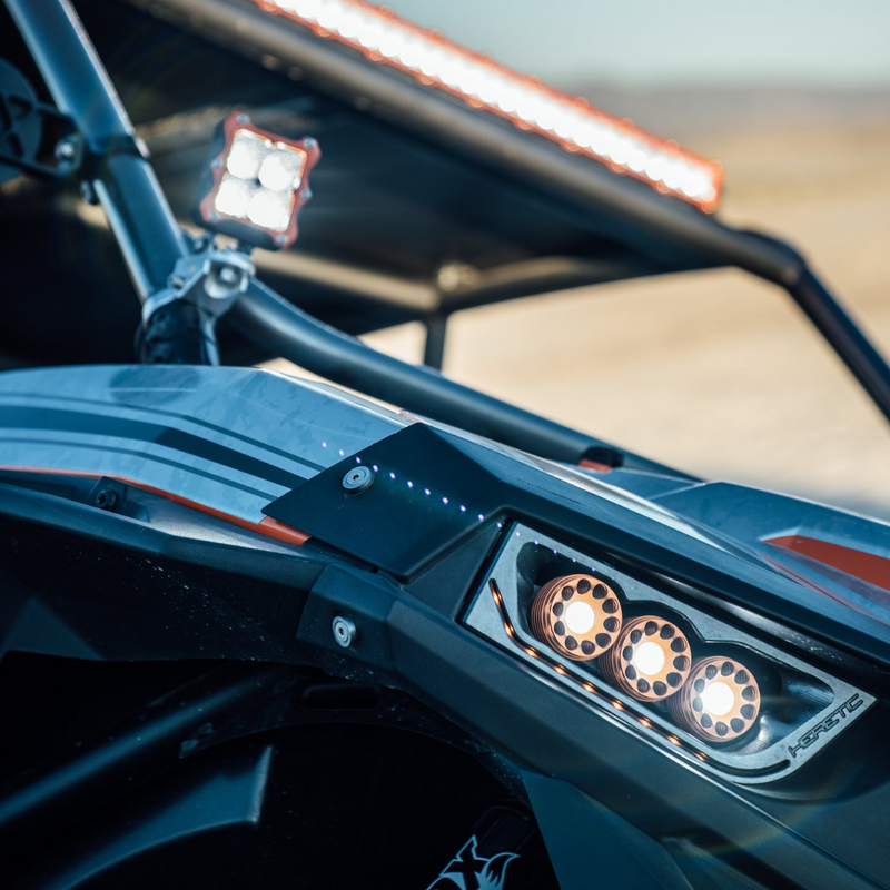 Load image into Gallery viewer, led quattro pod light mounted as a ditch light on a polaris