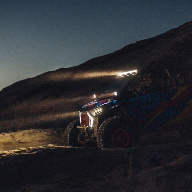 Load image into Gallery viewer, clear 30 inch led light bar mounted on a polaris rzr