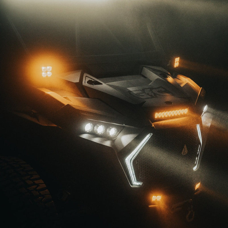 Load image into Gallery viewer, quattro led pod light mounted on a can am maverick as a ditch light