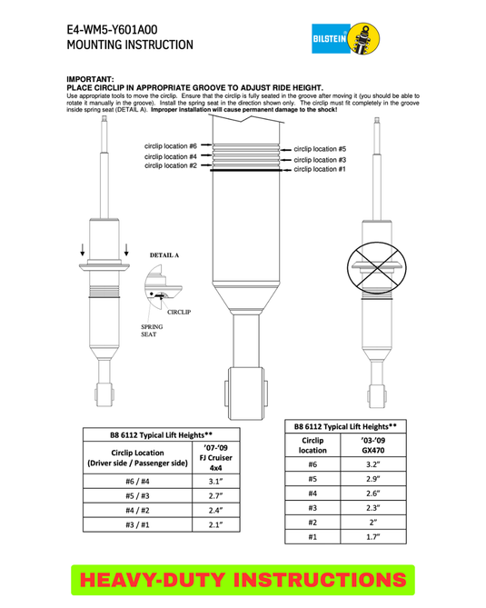2007-2009 FJ Cruiser Bilstein 6112/5100 Lift Kit