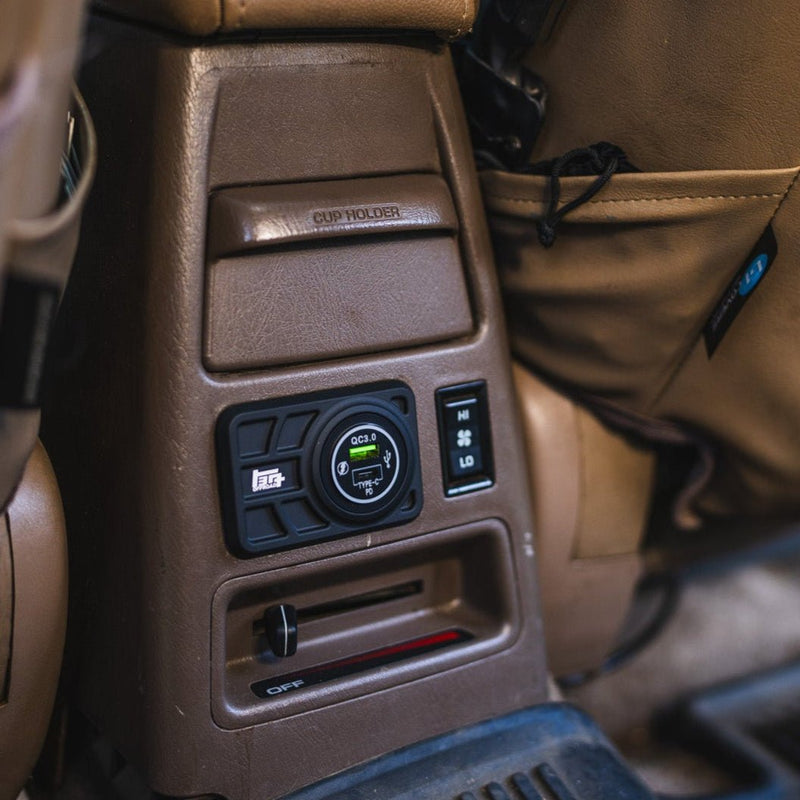 Load image into Gallery viewer, Center Console USB 12V Power Panel | Billet Aluminum | Replaces Ashtray | 1996 - 2002 4Runner - TEQ Offroad
