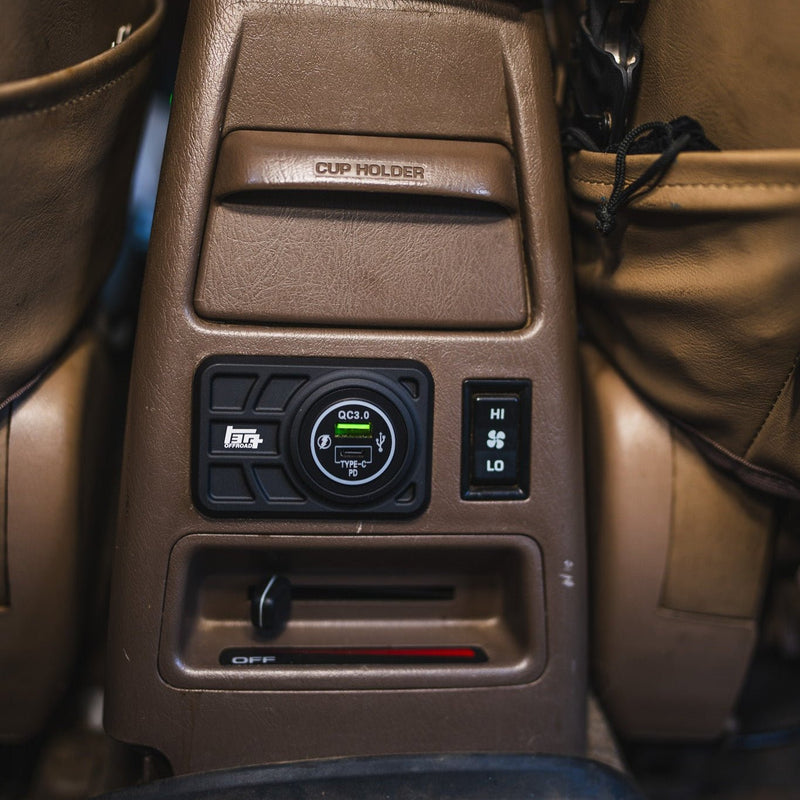 Load image into Gallery viewer, Center Console USB 12V Power Panel | Billet Aluminum | Replaces Ashtray | 1996 - 2002 4Runner - TEQ Offroad
