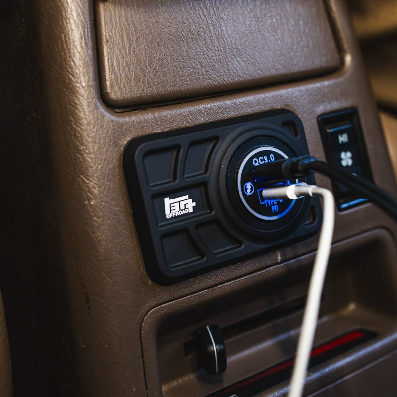 Load image into Gallery viewer, Center Console USB 12V Power Panel | Billet Aluminum | Replaces Ashtray | 1996 - 2002 4Runner - TEQ Offroad
