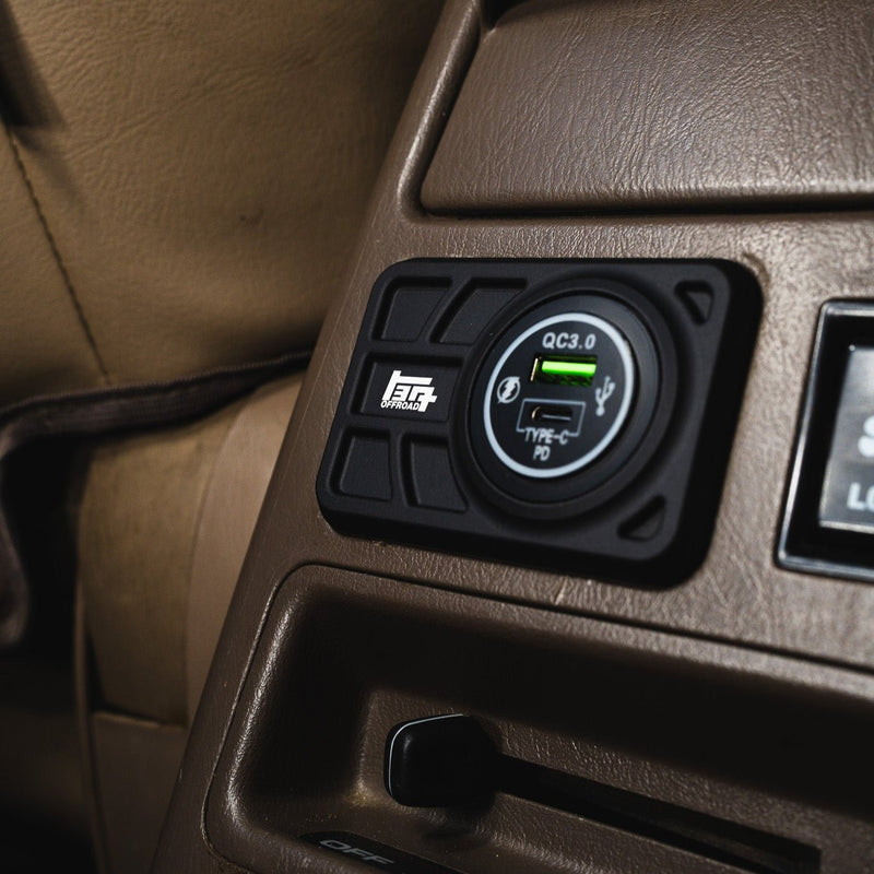 Load image into Gallery viewer, Center Console USB 12V Power Panel | Billet Aluminum | Replaces Ashtray | 1996 - 2002 4Runner - TEQ Offroad
