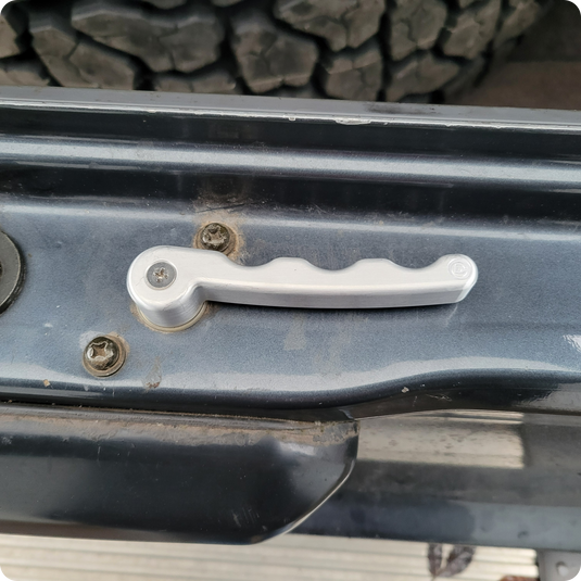 OCD Tailgate handle installed on a Land Cruiser