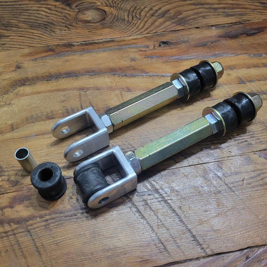 OCD 100 Series Land Cruiser rear link pair with clevis, bushing, and sleeve