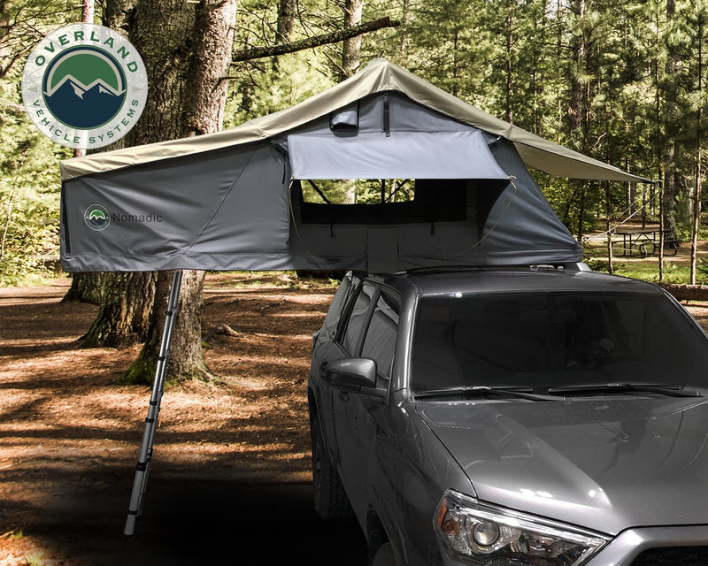 Load image into Gallery viewer, Roof Top Tent 2 Person Extended Roof Top Tent Dark Gray Base With Green Rain Fly With Bonus Pack Nomadic Overland Vehicle Systems - Overland Vehicle Systems
