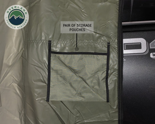 Roof Top Tent 4 Annex 100x80X82 Inch Green Base Black Floor and Travel Cover Nomadic Overland Vehicle Systems - Overland Vehicle Systems