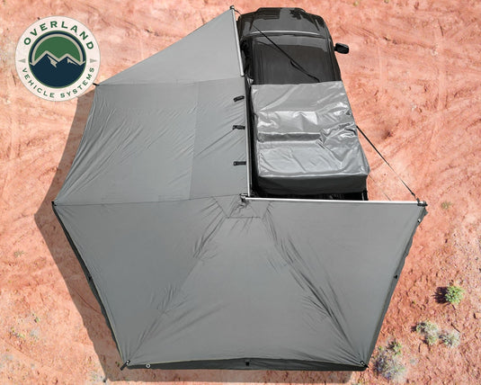 Awning Tent 270 Degree Driver Side Dark Gray Cover With Black Cover Nomadic Overland Vehicle Systems - Overland Vehicle Systems