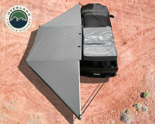 Awning Tent 270 Degree Passenger Side Dark Gray Cover With Black Cover Nomadic Overland Vehicle Systems - Overland Vehicle Systems
