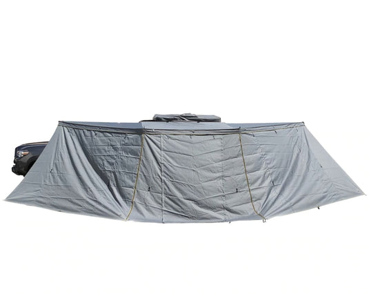 Awning Tent 270 Degree Passenger Side Dark Gray Cover With Black Cover Nomadic Overland Vehicle Systems - Overland Vehicle Systems