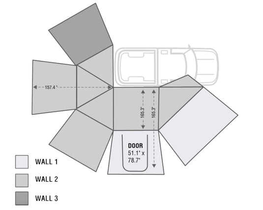 Awning 270 Degree Awning and Wall 1, 2, & 3, W/Mounting Brackets Passenger Side Nomadic Overland Vehicle Systems - Overland Vehicle Systems