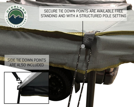 Awning 180 Degree Dark Gray Cover With Black Cover Universal Nomadic Overland Vehicle Systems - Overland Vehicle Systems