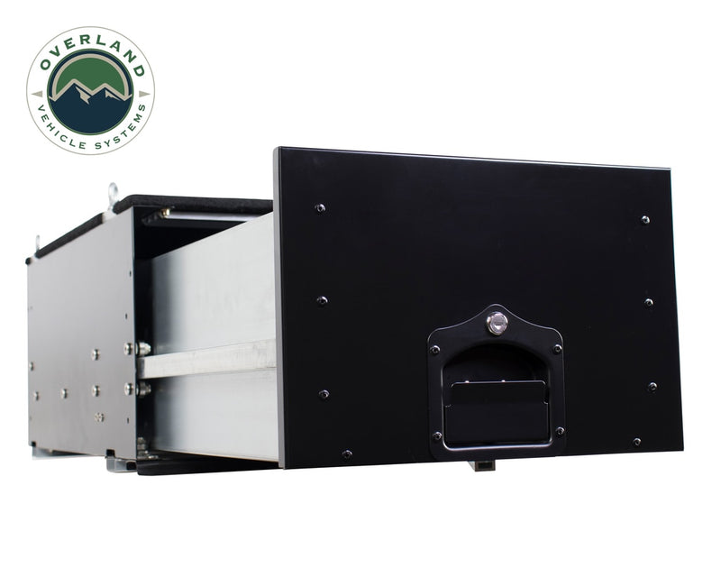 Load image into Gallery viewer, Cargo Box With Slide Out Drawer Size Black Powder Coat Universal Overland Vehicle Systems - Overland Vehicle Systems
