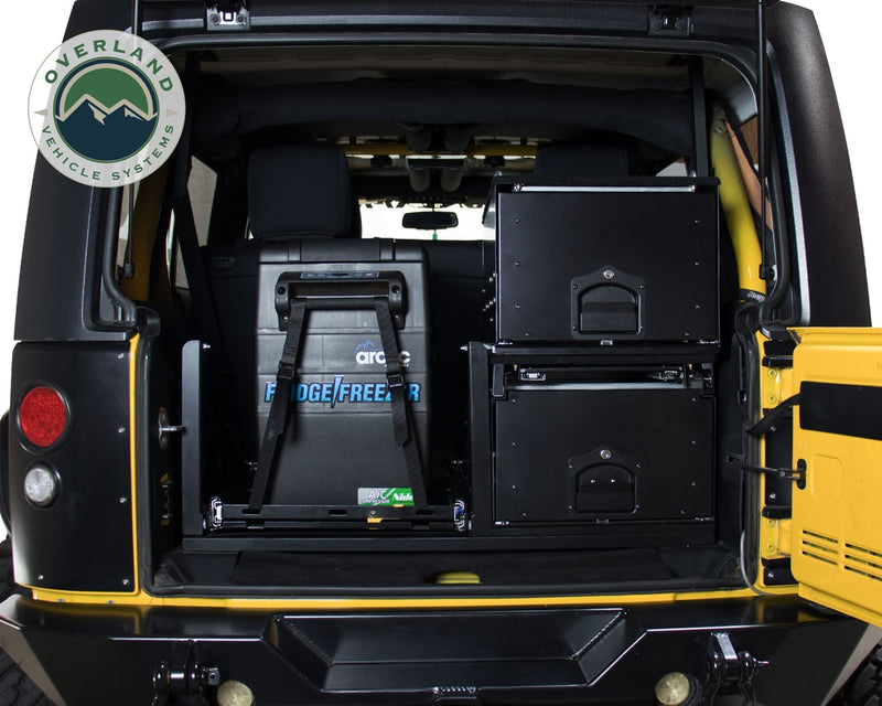 Load image into Gallery viewer, Cargo Box With Slide Out Drawer Size Black Powder Coat Universal Overland Vehicle Systems - Overland Vehicle Systems
