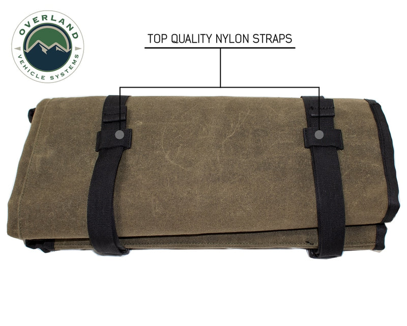 Load image into Gallery viewer, Rolled Bag General Tools With Handle And Straps Brown 16 LB Waxed Canvas Canyon Bag Universal Overland Vehicle Systems - Overland Vehicle Systems
