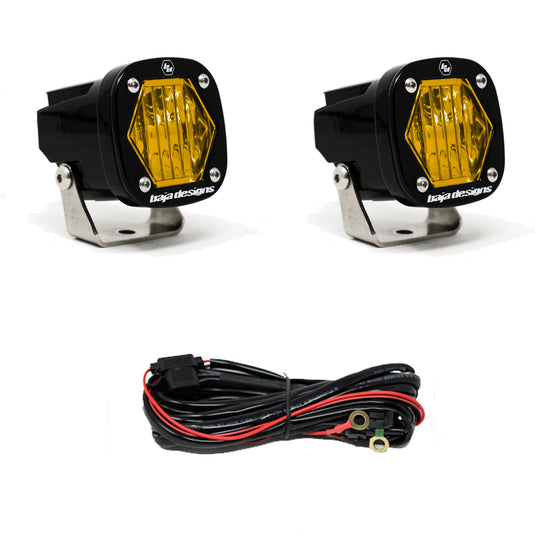 S1 Amber Wide Cornering LED Light with Mounting Bracket Pair Baja Designs - Baja Designs