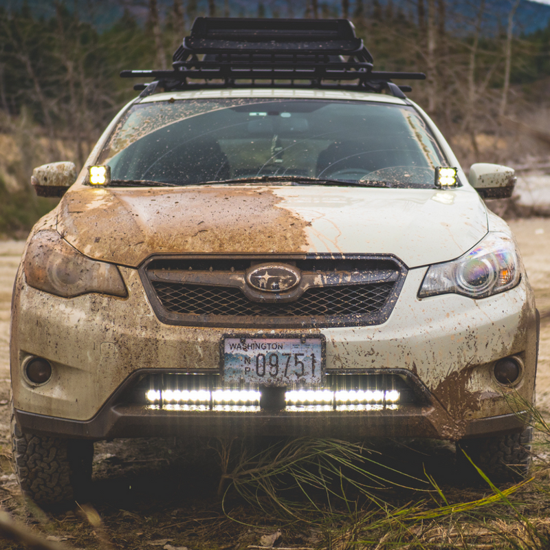 Load image into Gallery viewer, clear 30 inch led light bar mounted on a subaru 

